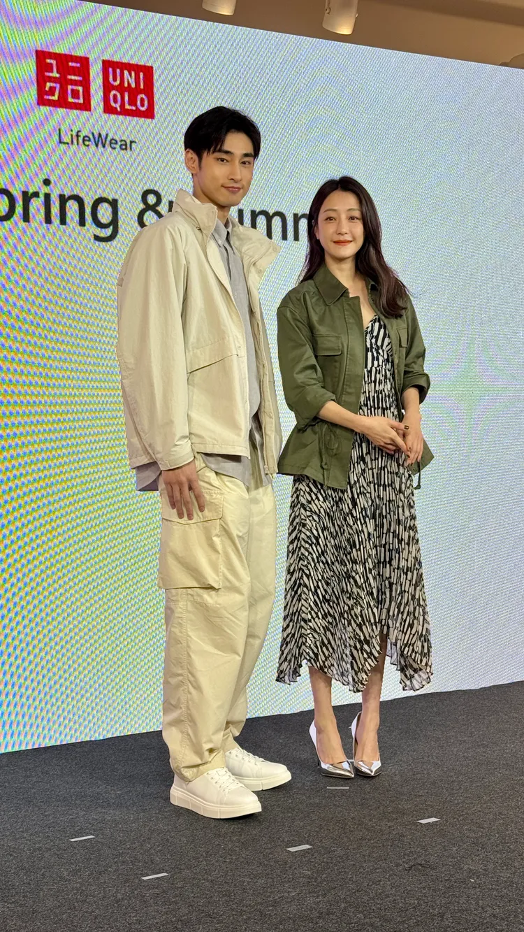 章廣辰（左）、謝欣穎今日出席UNIQLO 2024春夏新品發表。張家玲攝