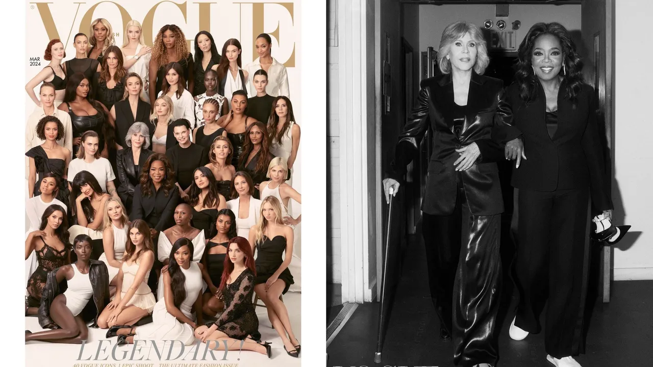 英國《VOGUE》3月刊封面，請出40位好萊塢、時尚圈大咖女星齊聚拍封面，畫面超震撼。翻攝edward_enninful IG