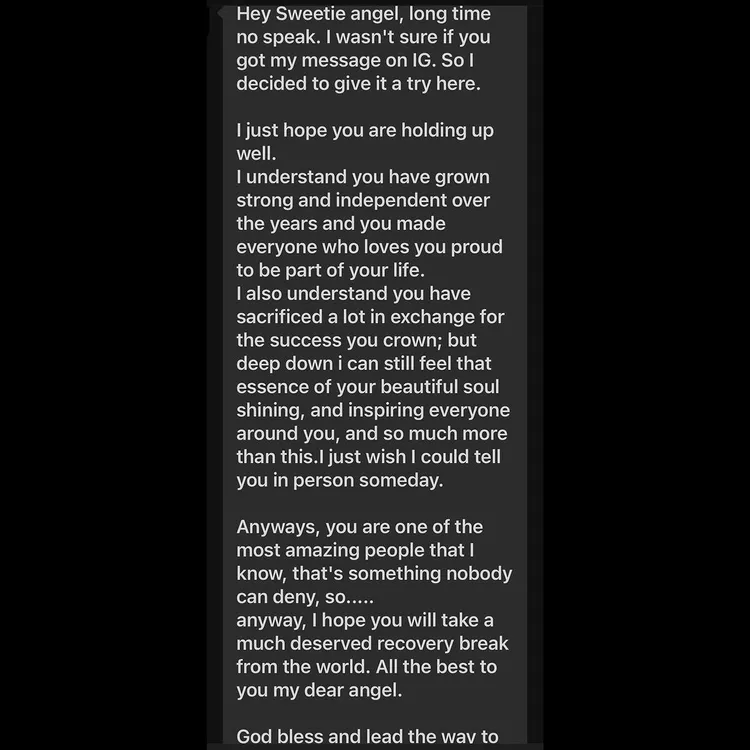 友人私訊林千又送暖勸慰她。翻攝自林千又IG