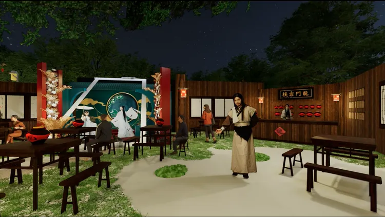 台中市建設局推出的龍門客棧主題燈區，邀請民眾一同探索「龍之異次元」。模擬圖、市府提供