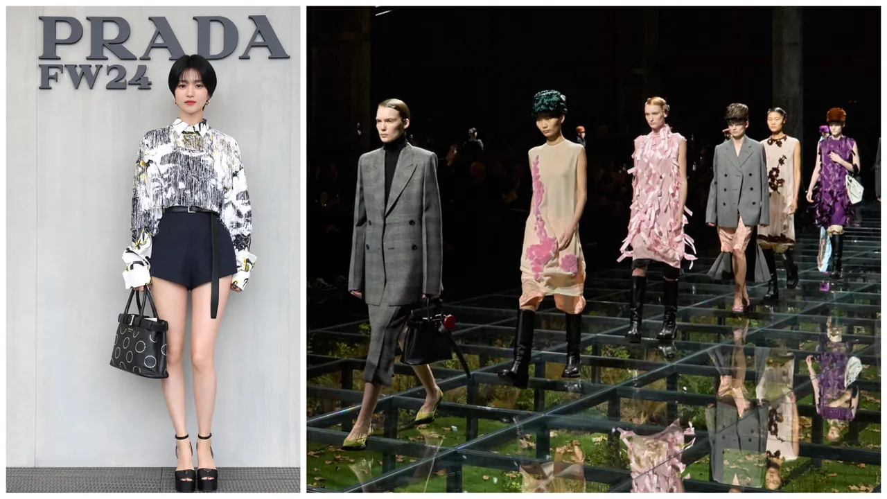 韓星金泰梨頂著俐落短髮搭配熱褲造型，現身PRADA 2024秋冬時裝秀場。品牌提供