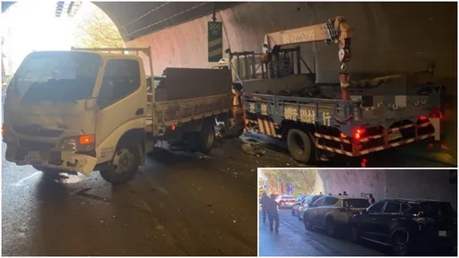 八卦山隧道7車大追撞 2人受傷送醫