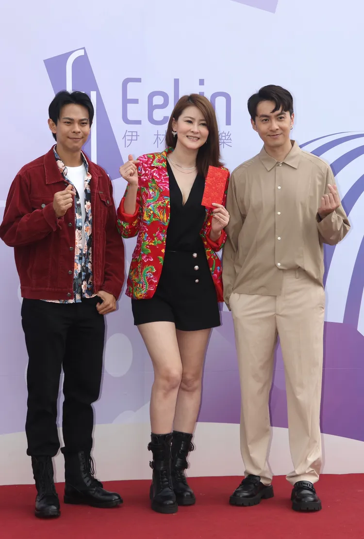 孫綻（左起）、宋依璇和張雁名出席新春團拜。彭欣偉攝