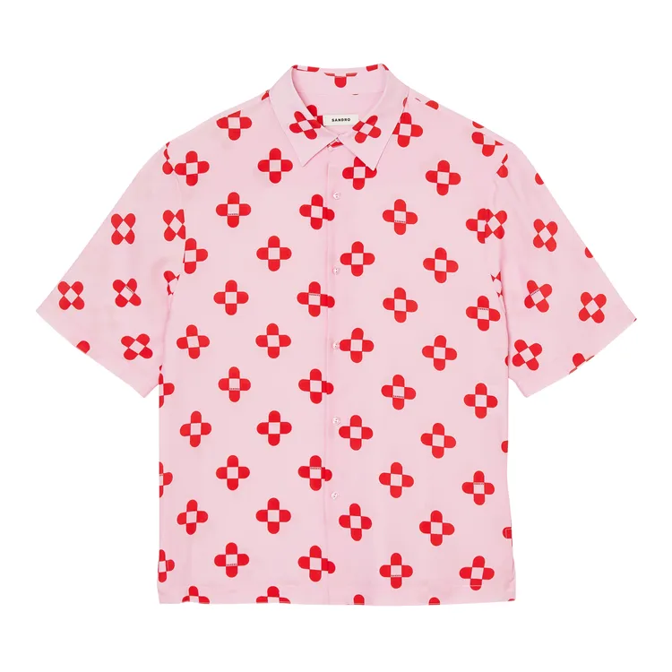 粉紅色小花印花短袖襯衫，9190元。品牌提供
