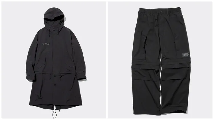 2WAY寬版軍裝大衣（左）2990元、2WAY直升機褲（右）1290元。品牌提供