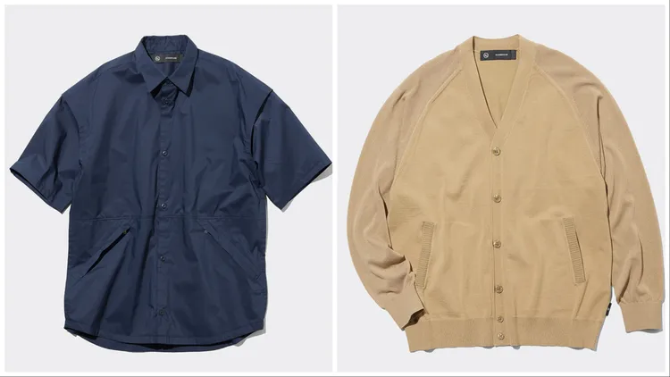 拉鍊口袋襯衫（左）990元、透膚拼接針織開襟外套（右）1290元。品牌提供