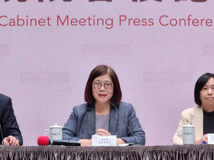 管碧玲日前在記者會上回應媒體詢問。資料照片，施智齡攝