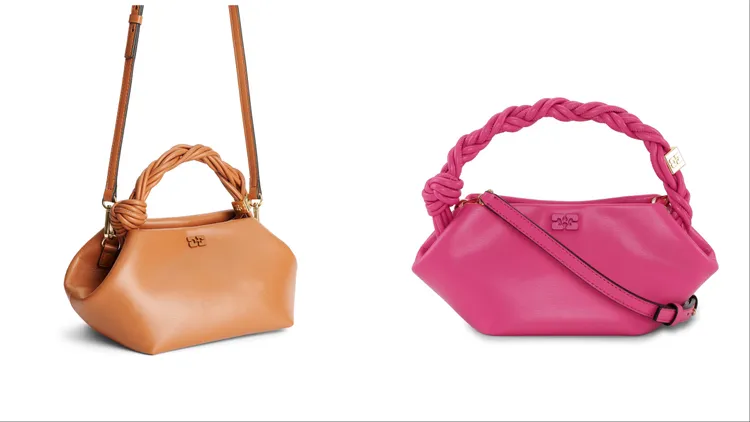 Bou Bag焦糖小型手提包（左）1萬3800元、Bou Bag亮粉迷你斜背包（右）1萬1800元。品牌提供