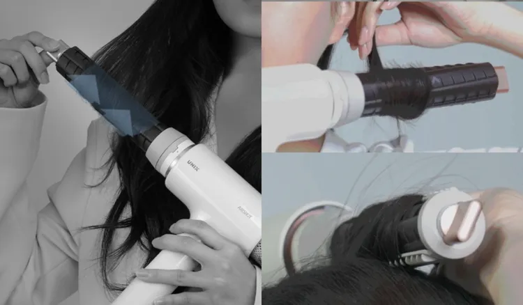 「UNIX AIRSHOT Dual motion」的康達氣流，能將髮絲自動上捲，手殘救星 !