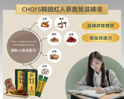 CHOI'S 韓國紅人蔘草本滋補液：過年送禮，學習力、專注力雙提升