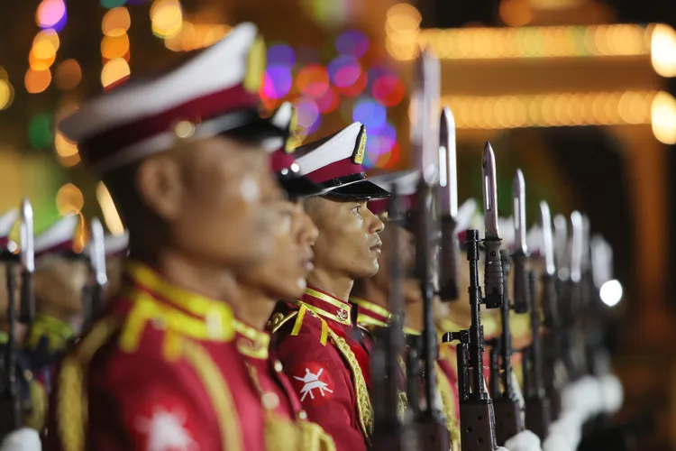 緬甸上周一（2/12）在奈比都慶祝聯邦節。美聯社