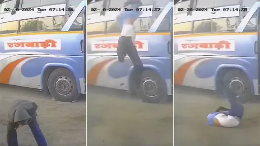 驚悚片｜輪胎「充氣大爆炸」　公車司機被炸飛翻滾墜地慘死