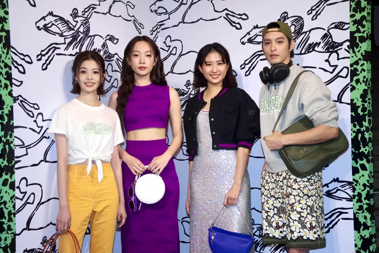 詹子萱（左起）、吳卓源、9m88、曹佑寧出席「Longchamp University」開學派對。彭欣偉攝