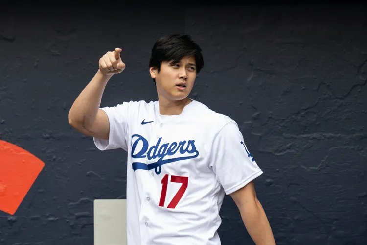 大谷翔平本季加盟道奇。  美聯社