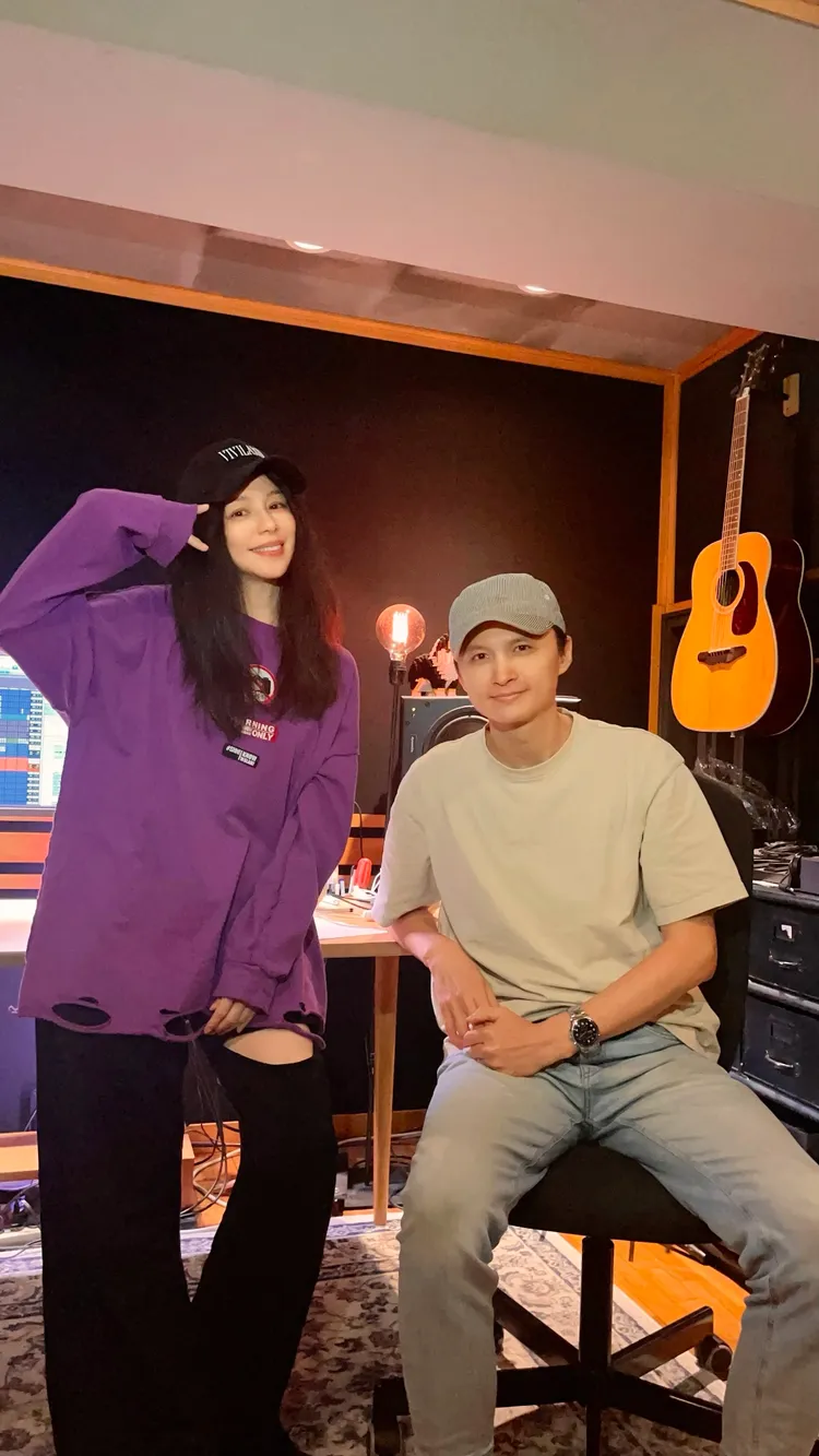 徐若瑄（左）和陳建瑋合作。索尼音樂提供