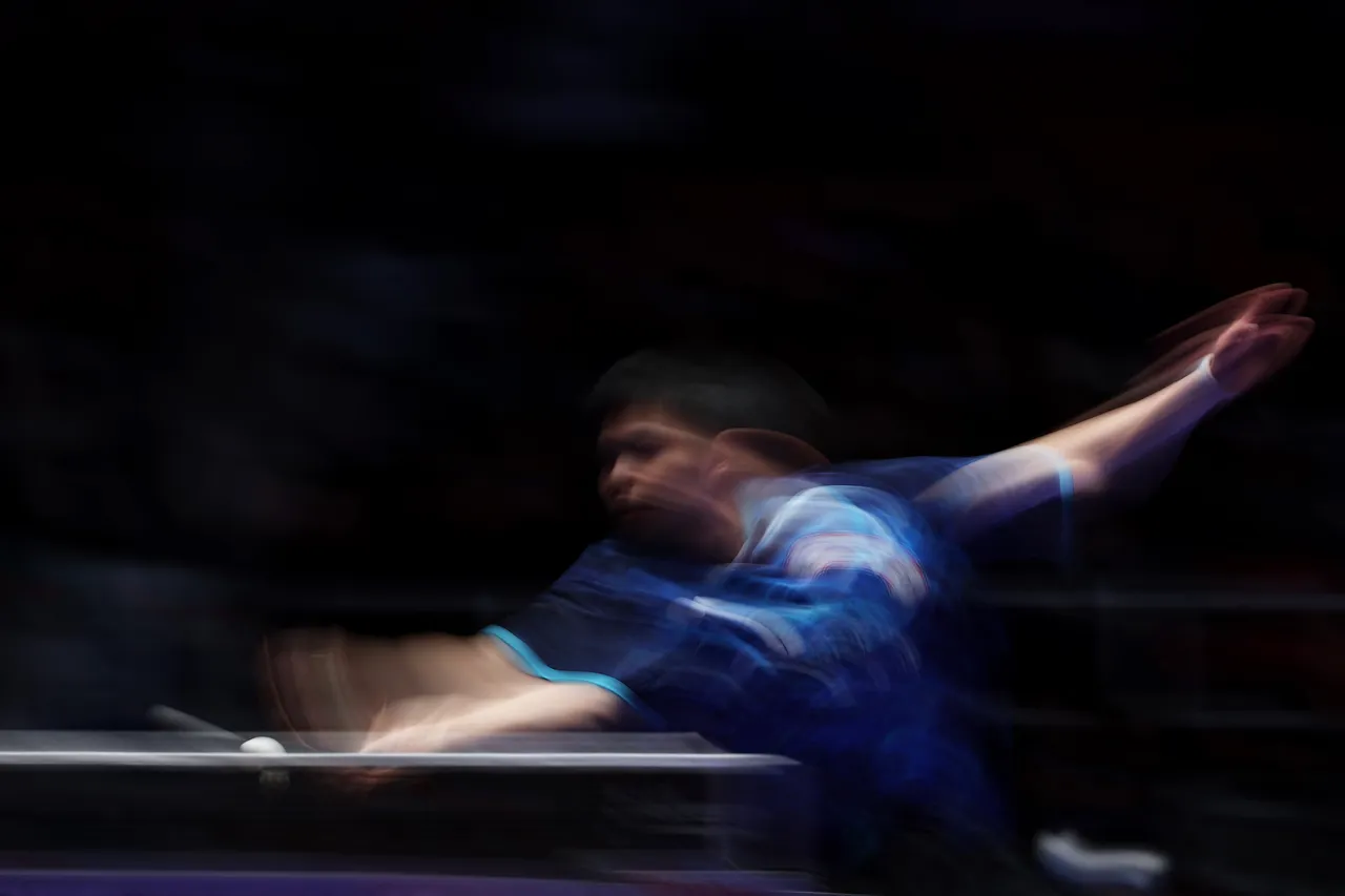 莊智淵帶領中華隊在南韓釜山參加世界桌球團體錦標賽;圖為昨天對德國戰。路透社