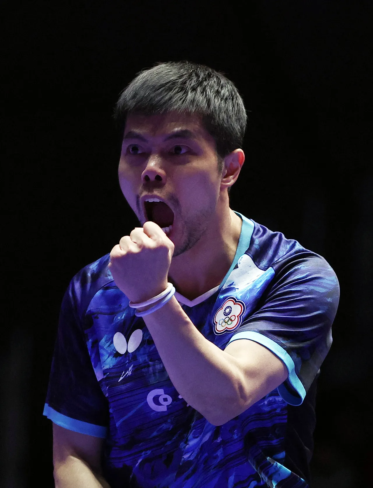 莊智淵帶領中華隊在南韓釜山參加世界桌球團體錦標賽;圖為昨天對德國戰。路透社