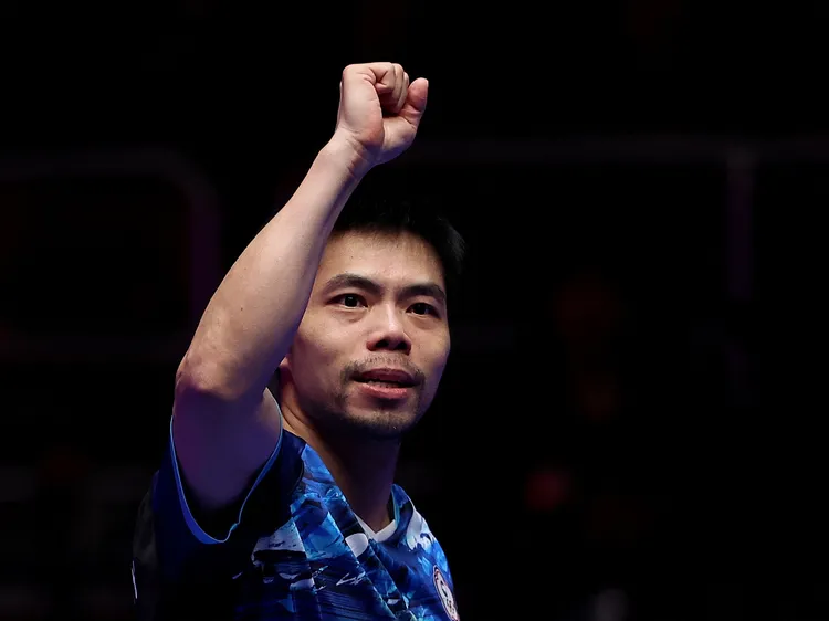 莊智淵帶領中華隊在南韓釜山參加世界桌球團體錦標賽；圖為昨天對德國戰。路透社