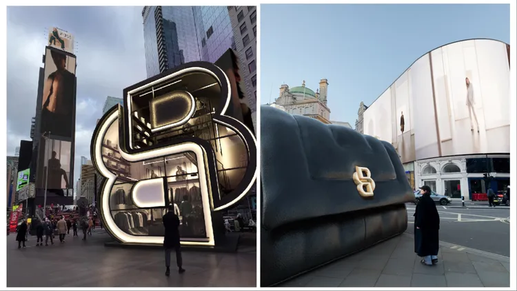 BOSS在紐約時代廣場、倫敦皮卡迪利圓環投射出大尺寸3D Double B影像。品牌提供