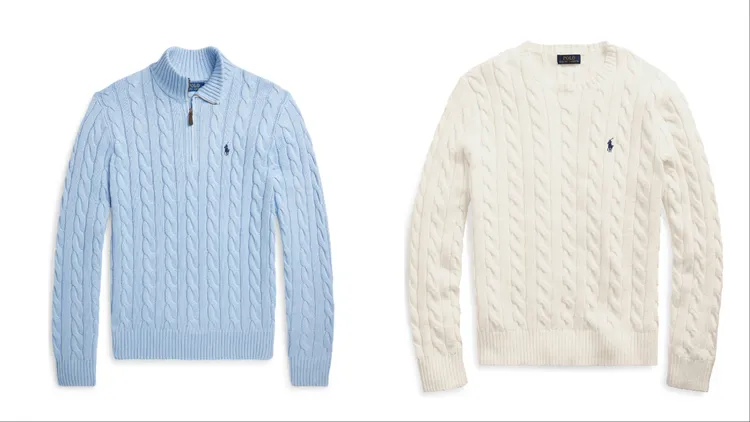 麻花針織毛衣（左）4880元、麻花針織毛衣（右）5680元。品牌提供