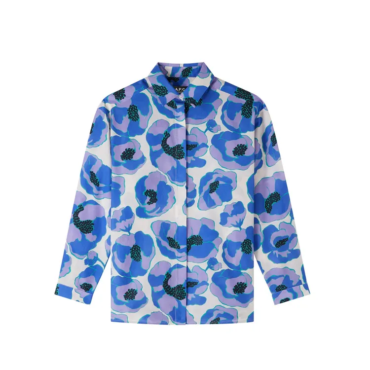 淺紫色WENDY印花長袖襯衫，1萬2900元。品牌提供