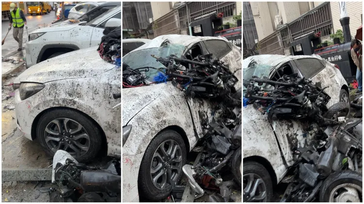 事故波及14車，現場一片狼藉。翻攝自抖音bankoppa168