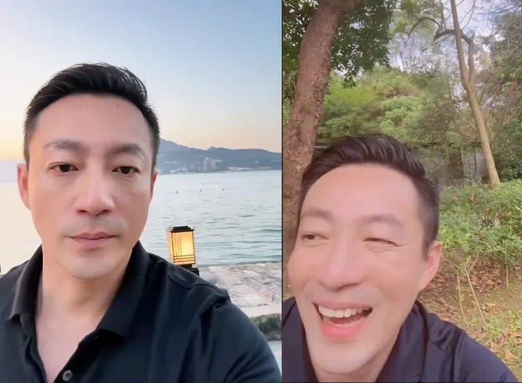 汪小菲昨去淡水玩（左圖），今在台北的公園開直播（右圖）。翻攝汪小菲抖音