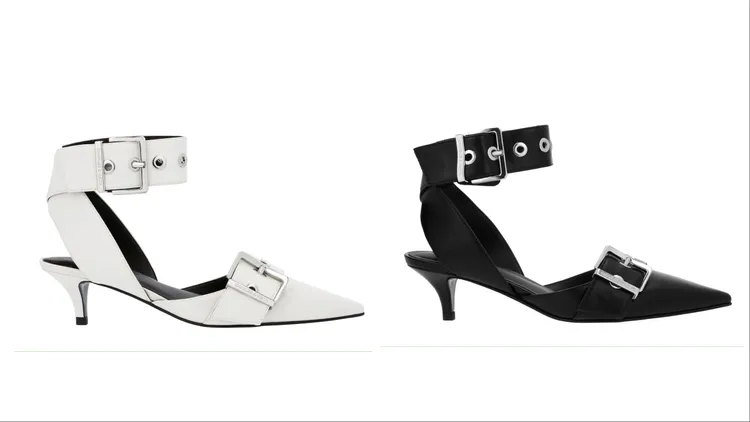 皮帶釦繞踝貓跟鞋，各2390元。品牌提供