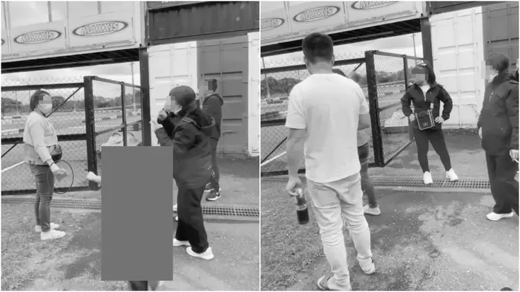 家長手上拿著小孩抽了幾口的菸（左圖左側女子右手）。翻攝自論壇Dcard