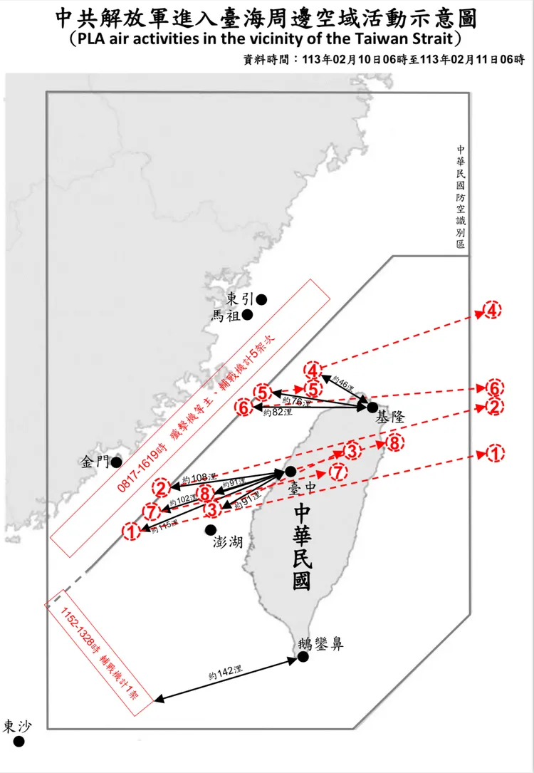 國防部今天公布8顆空飄氣球的動態。國防部提供