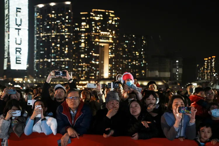 香港維港新春煙花匯演。路透社