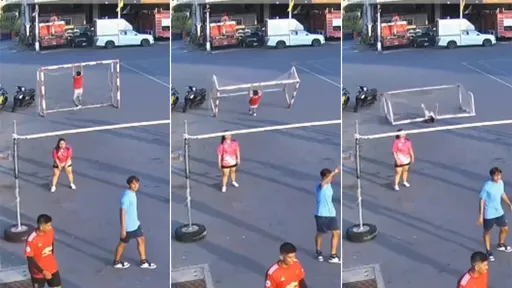 驚悚片|女學生踢球空檔「吊球門」 晃到自己被球門砸死