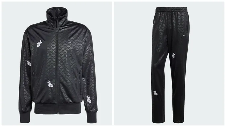 男款立領夾克（左）3890元、休閒長褲（右）3290元。品牌提供