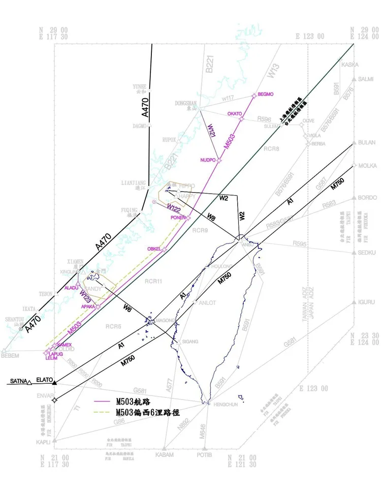 航線示意圖。民航局提供