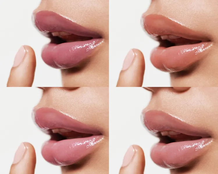 海洋拉娜修護唇萃新色，（上排左至右）#甜莓、#珊瑚；（下排左至右）#櫻花、#豆沙。品牌提供