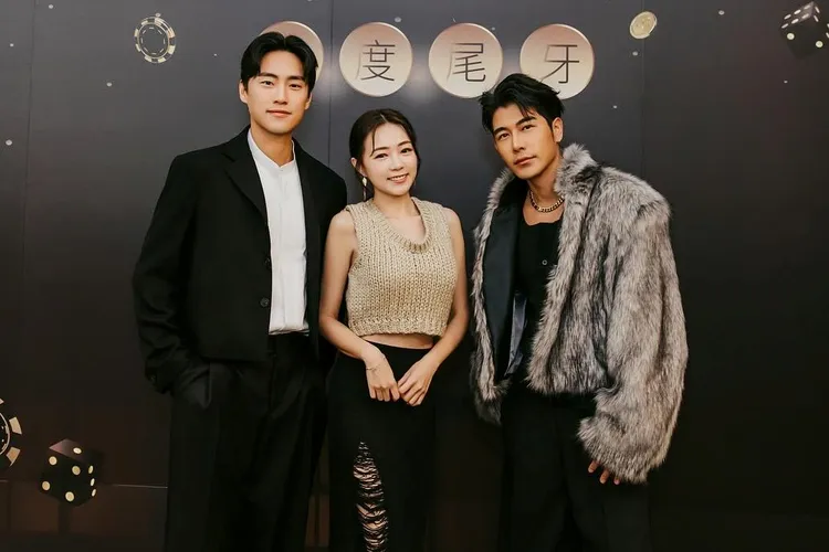 丫頭」詹子晴（中）、網紅CEO森田（右）和陳雋希VIC（左）現身尾牙，與員工同樂。翻攝《詹子晴丫頭小闆娘》粉絲頁