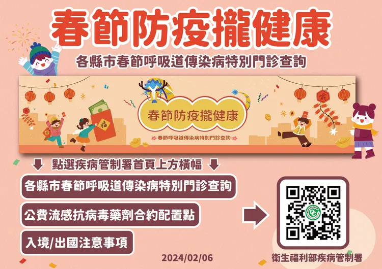 春節呼吸道傳染病特別門診查詢方式。疾管署提供