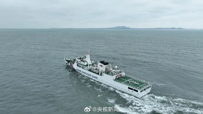 央視新聞貼出中國福建海警到金門巡邏照片。