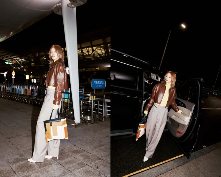 宋雨琦身著FENDI，夾克16萬8000元、老爺褲4萬7500元、金屬繫環高跟鞋3萬8700元、Flip摺疊包6萬1200元。品牌提供