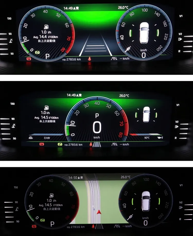 10.25吋數位儀表具備多種模式切換，並整合原廠衛星導航圖資，帶來更便利的行車判讀表現。林浩昇攝