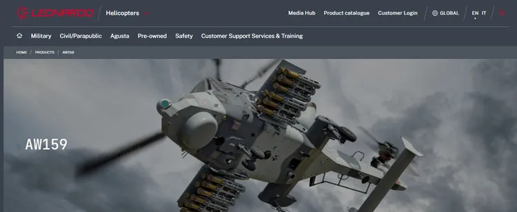 AW-159「野貓」直升機。翻攝供應商李奧納多官網