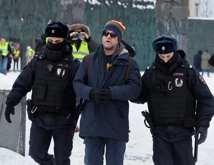 悼念納瓦尼民眾在莫斯科被捕。路透社