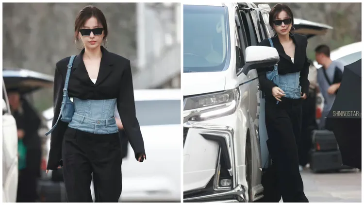 虞書欣身穿澳洲設計師品牌Dion Lee的西裝套裝。翻攝ootd_fashion小紅書