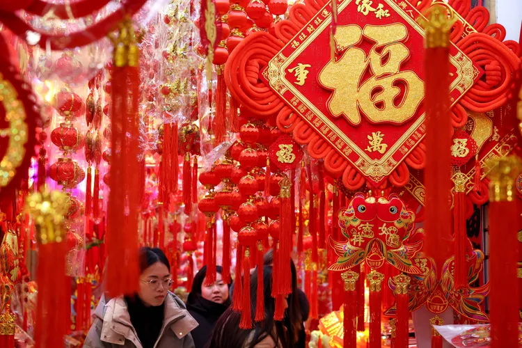 山東棗莊一處年貨市場。新華社