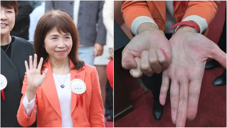 2/1立院龍頭票選，陳昭姿印泥沾染到其他候選人，導致整張選票淪廢票。翻攝自陳昭姿臉書