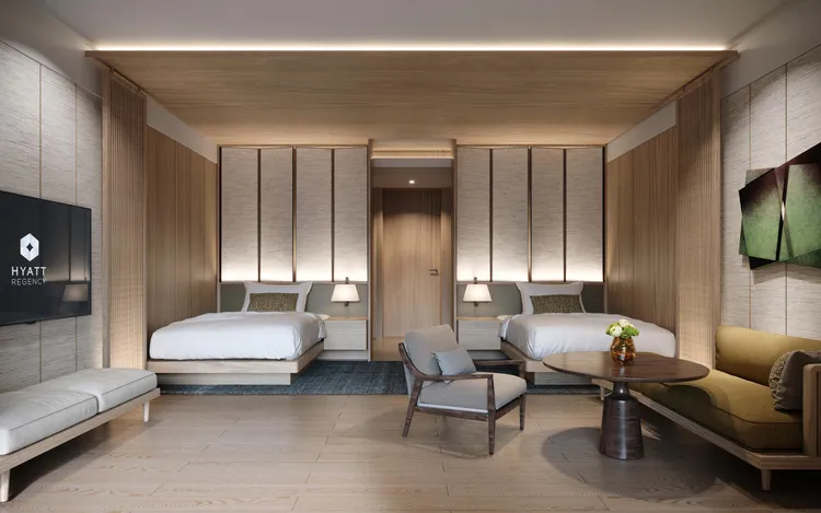 基礎客房兩中床房型，特別採用150_200cm床型，可入住3至4人，輕鬆滿足家庭房需求。業者提供