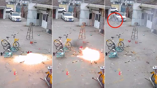 傻眼片｜烟火变火砲「直轰爱车」　他们惊睹车头炸损直呼哇槽