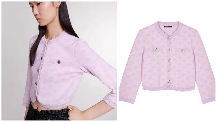 提花針織短版開襟外套，1萬890元。品牌提供
