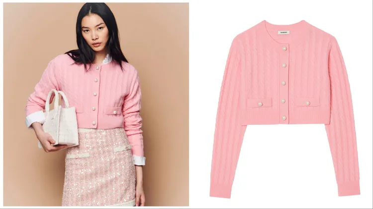 粉色粗針織上衣，9990元。品牌提供