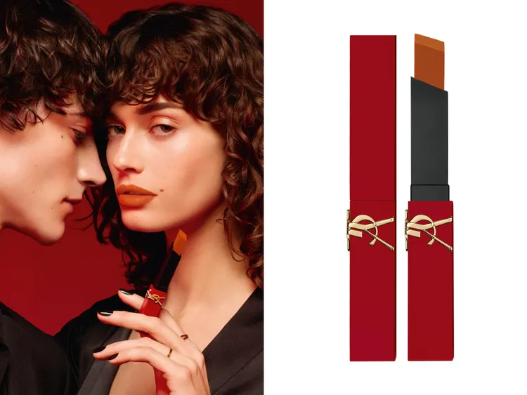 YSL奢華緞面絲絨唇膏#2024烈焰朱紅，1580元。品牌提供